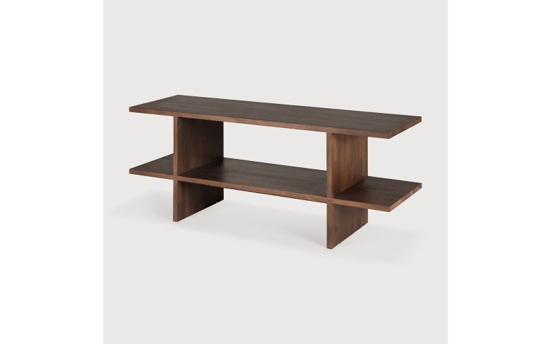 KABUKI SIDE TABLE - VARNISHED TEAK - BROWN