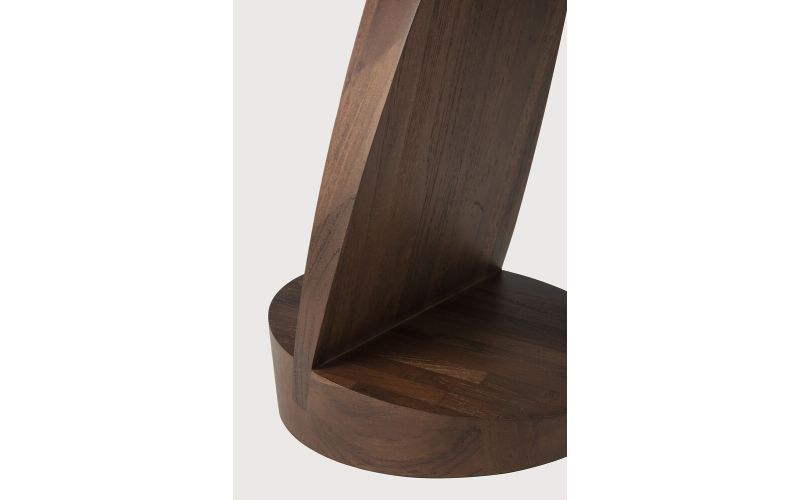 OBLIC SIDE TABLE - VARNISHED TEAK - BROWN - ROUND 