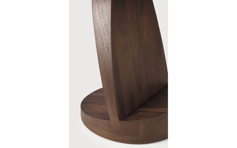 OBLIC SIDE TABLE - VARNISHED TEAK - BROWN - ROUND 