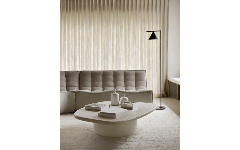 ELEMENTS COFFEE TABLE - VARNISHED MICROCEMENT - OFF WHITE - PEBBLE SHAPE 134 x 96 x 30