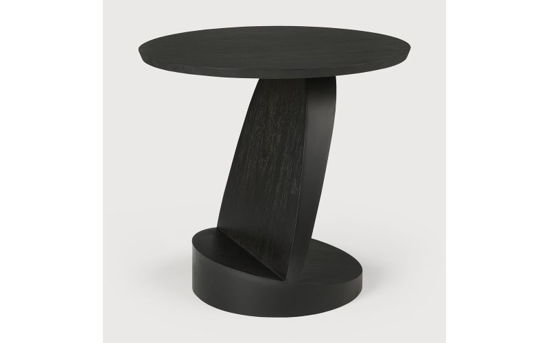 OBLIC SIDE TABLE - VARNISHED TEAK - BROWN - ROUND 