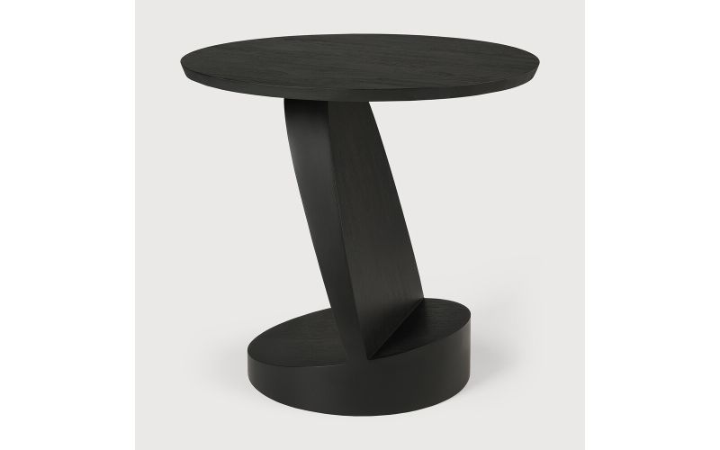OBLIC SIDE TABLE - VARNISHED TEAK - BROWN - ROUND 