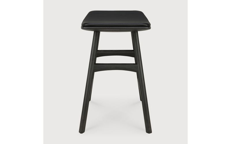 OSSO STOOL - VARNISHED OAK - BLACK - BLACK LEATHER