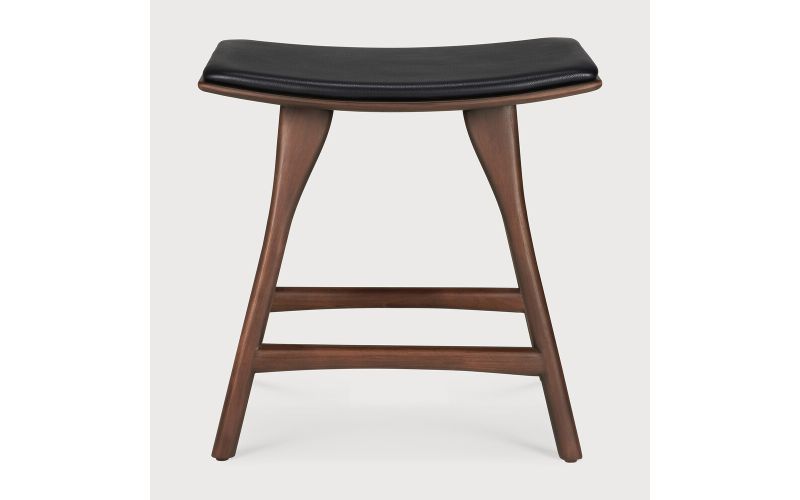 OSSO STOOL - VARNISHED OAK - BROWN - BLACK LEATHER