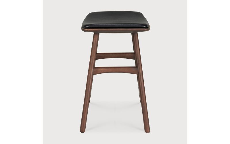 OSSO STOOL - VARNISHED OAK - BROWN - BLACK LEATHER