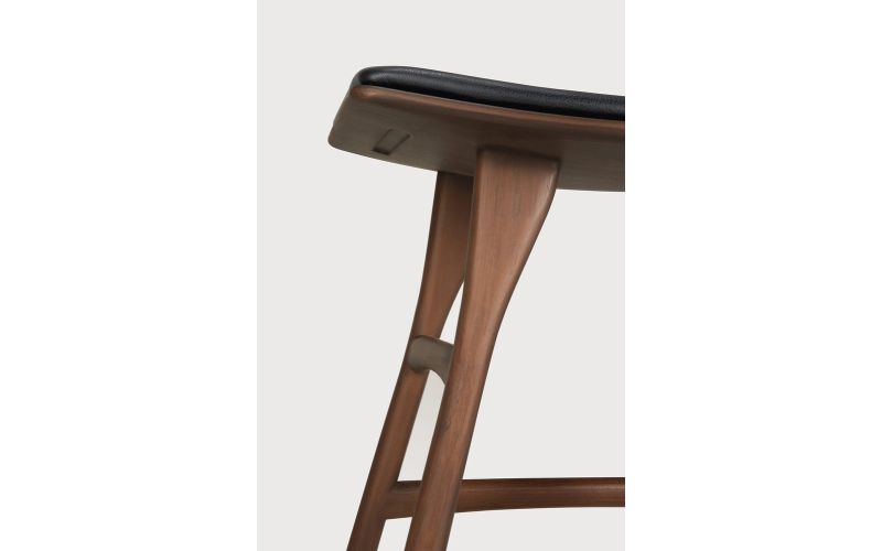 OSSO STOOL - VARNISHED OAK - BROWN - BLACK LEATHER