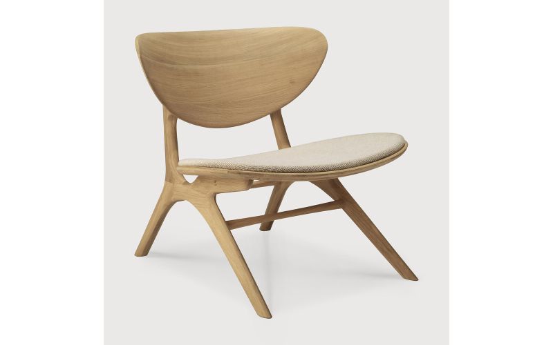 EYE LOUNGE CHAIR - VARNISHED OAK - OFF WHITE 