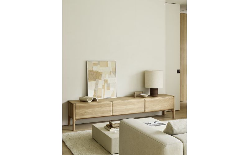 PI TV CUPBOARD - OAK - 1 FLIP-DOWN DOOR - 2 DRAWER 242 x 45 x 53	  51345