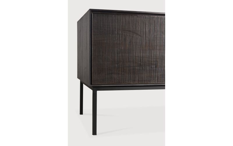 GROOVES TV CUPBOARD - VARNISHED TEAK - OFF BLACK 