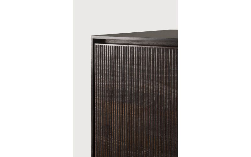 GROOVES TV CUPBOARD - VARNISHED TEAK - OFF BLACK 