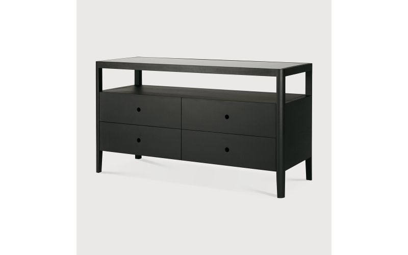 SPINDLE DRESSER - VARNISHED OAK - BLACK - 4 DRAWER