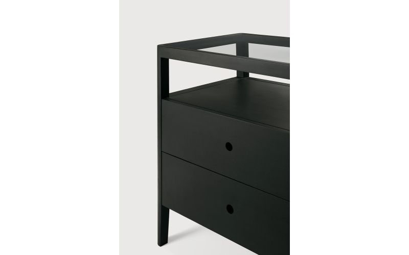 SPINDLE DRESSER - VARNISHED OAK - BLACK - 4 DRAWER
