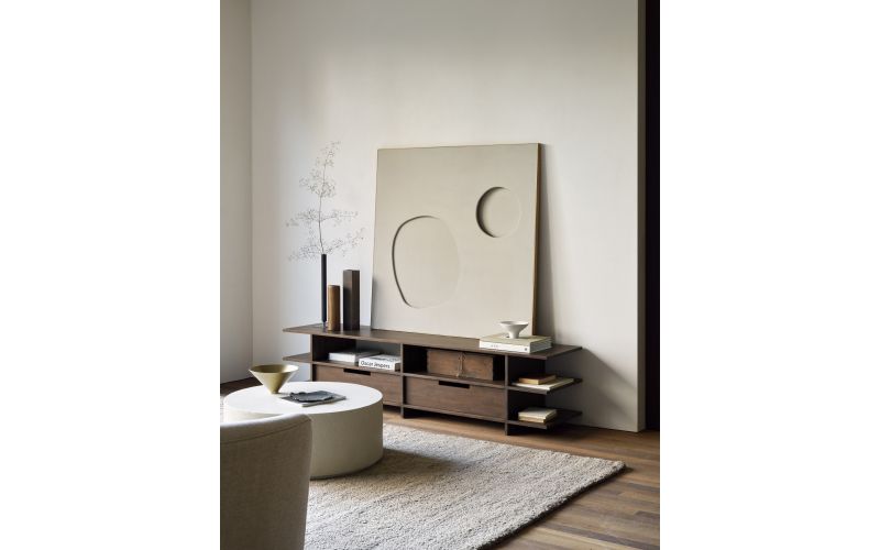 KABUKI TV CUPBOARD - VARNISHED TEAK - BROWN - 2 DRAWERS  200 x 45 x 48	10792