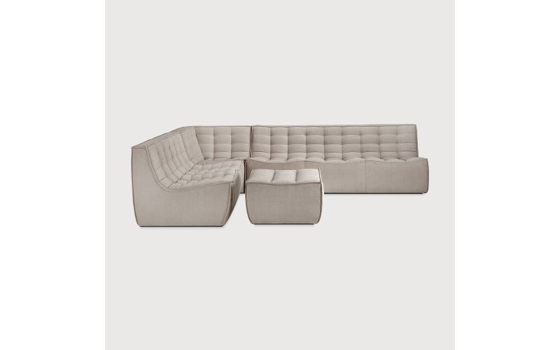 N701 FOOTSTOOL - ECRU ECO FABRIC 70 x 70 x 43	