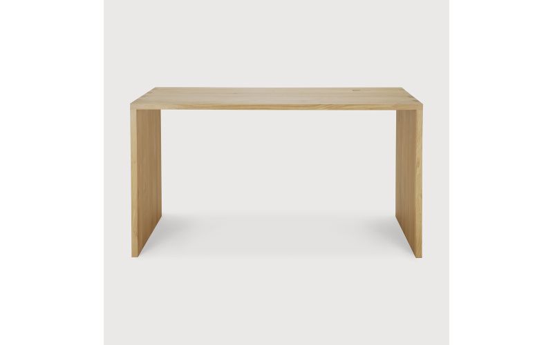 U DESK - VARNISHED OAK - RECTANGULAR - WITH CABLE 