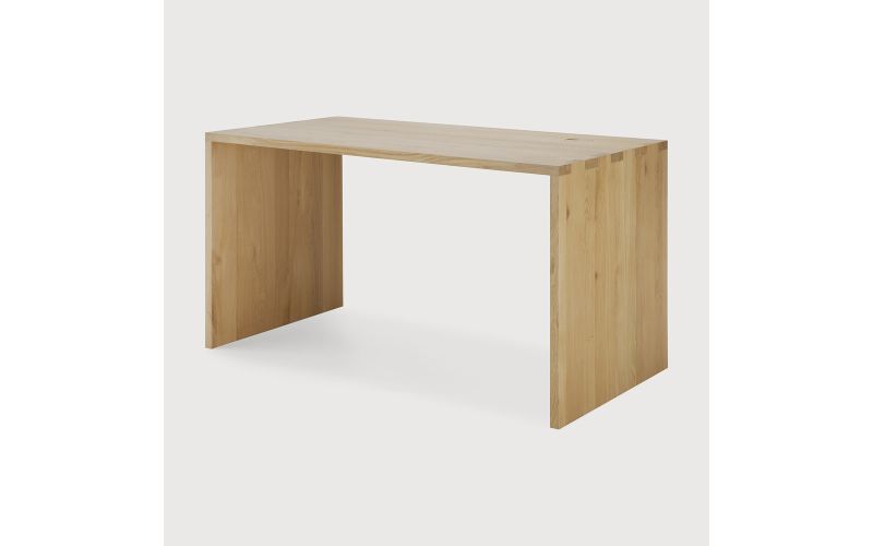 U DESK - VARNISHED OAK - RECTANGULAR - WITH CABLE 