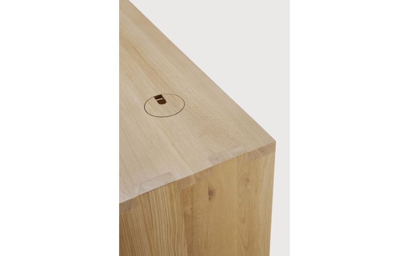 U DESK - VARNISHED OAK - RECTANGULAR - WITH CABLE 