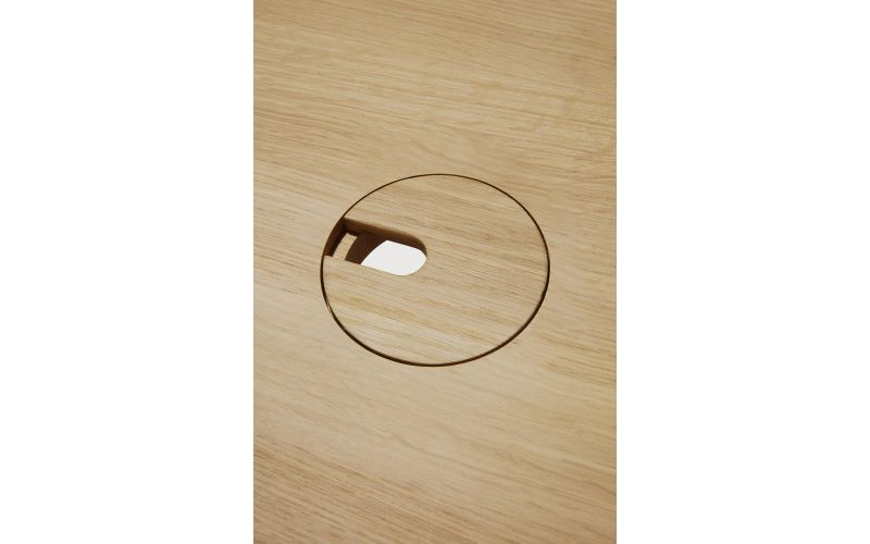 U DESK - VARNISHED OAK - RECTANGULAR - WITH CABLE 