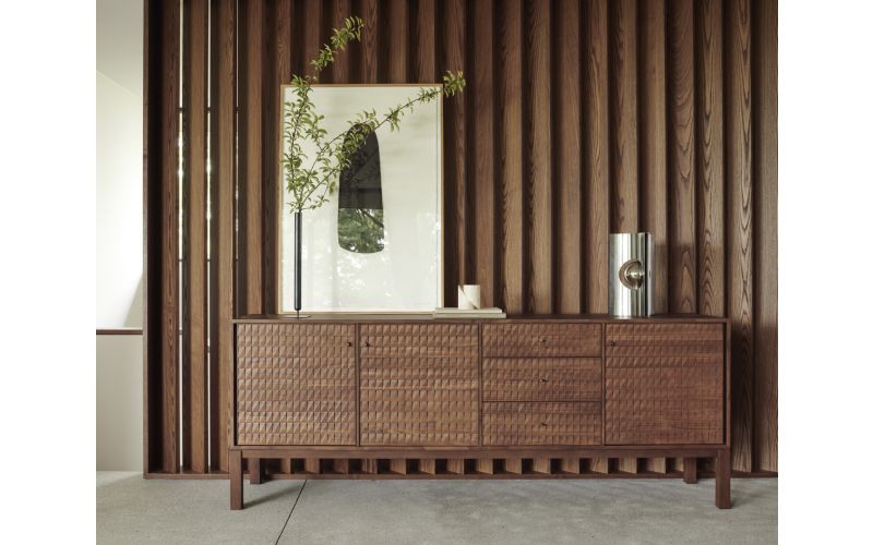 SONO SIDEBOARD - VARNISHED TEAK - LIGHT BROWN - 3 DOORS - 3 DRAWERS 228 x 48 x 87	15347