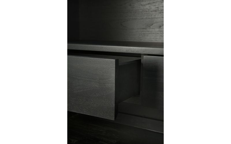 GRAPHIC CUPBOARD - VARNISHED TEAK - BLACK - 2 DOOR