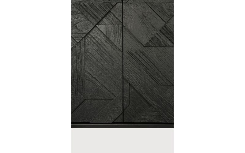 GRAPHIC CUPBOARD - VARNISHED TEAK - BLACK - 2 DOOR