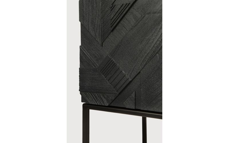 GRAPHIC CUPBOARD - VARNISHED TEAK - BLACK - 2 DOOR
