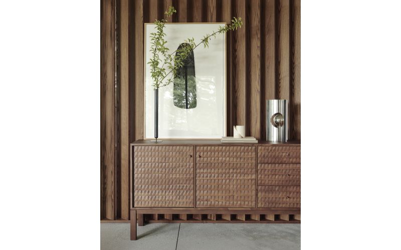 SONO SIDEBOARD - VARNISHED TEAK - LIGHT BROWN - 2 DOORS - 3 DRAWERS 172 x 48 x 87	15346 
