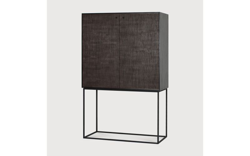 GROOVES CUPBOARD - VARNISHED TEAK - OFF BLACK 