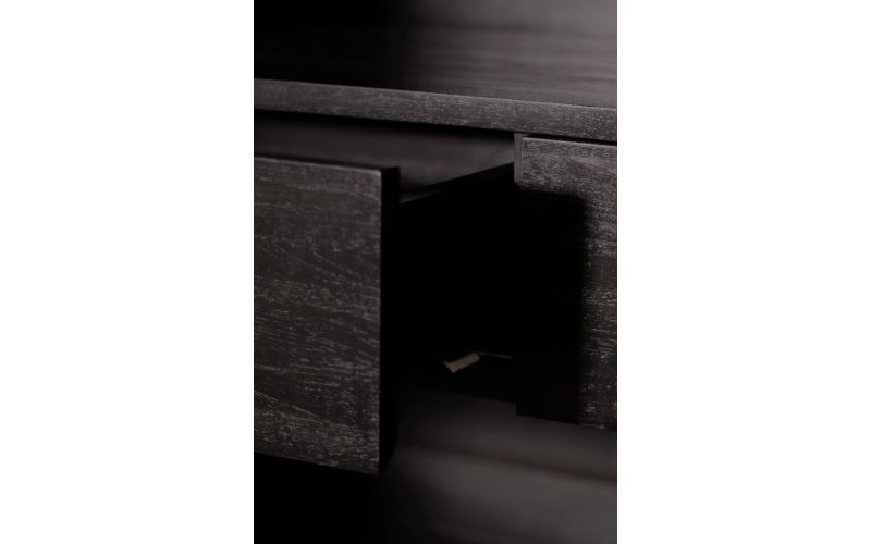 GROOVES CUPBOARD - VARNISHED TEAK - OFF BLACK 