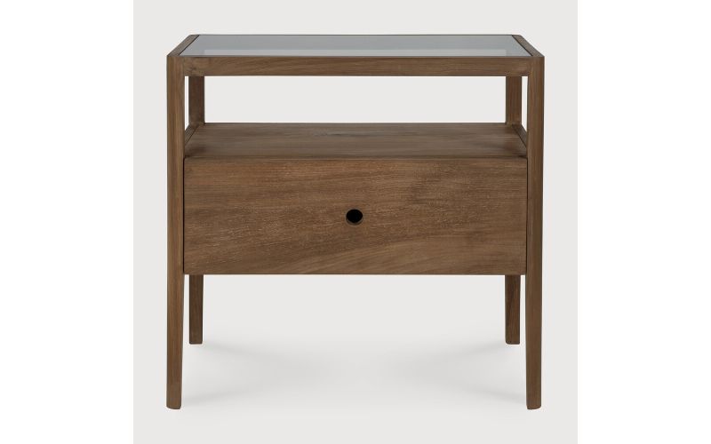 SPINDLE BEDSIDE TABLE - RECLAIMED TEAK - 1 DRAWER 