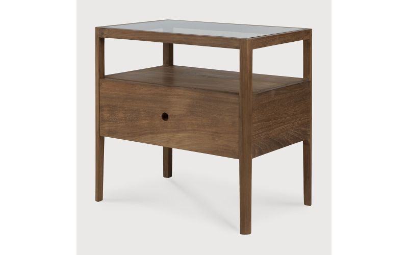 SPINDLE BEDSIDE TABLE - RECLAIMED TEAK - 1 DRAWER 