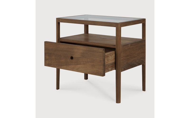 SPINDLE BEDSIDE TABLE - RECLAIMED TEAK - 1 DRAWER 