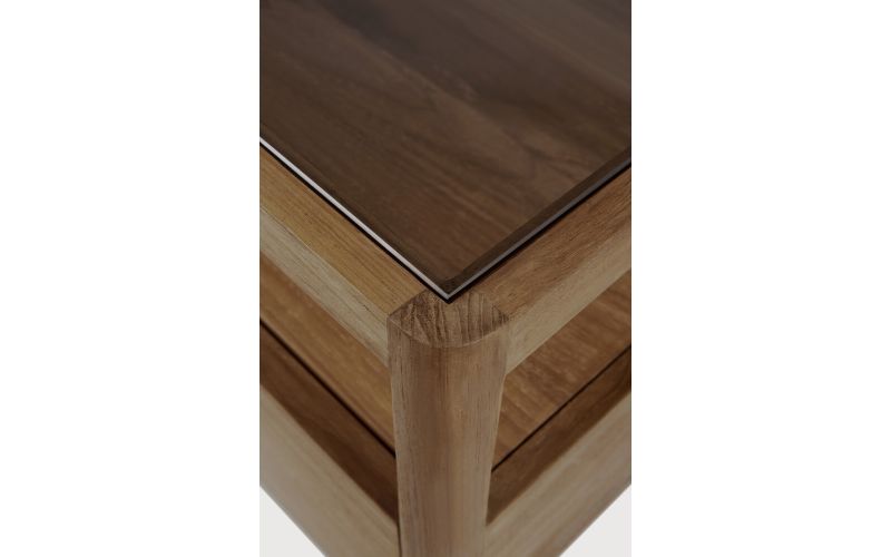 SPINDLE BEDSIDE TABLE - RECLAIMED TEAK - 1 DRAWER 