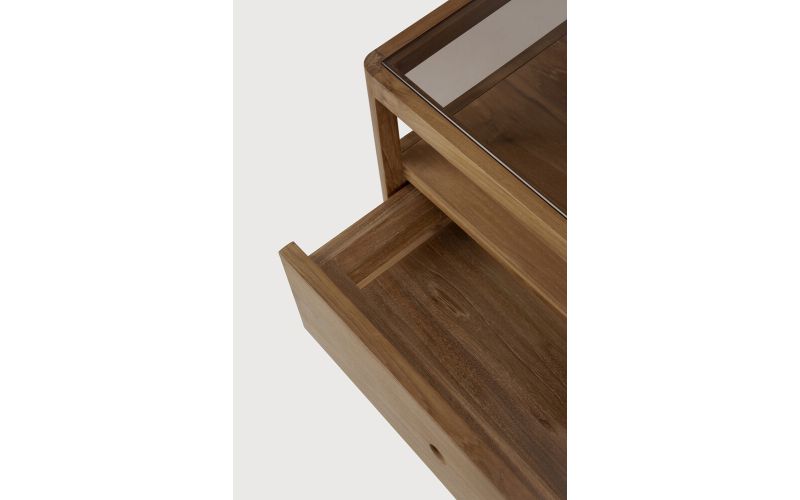 SPINDLE BEDSIDE TABLE - RECLAIMED TEAK - 1 DRAWER 