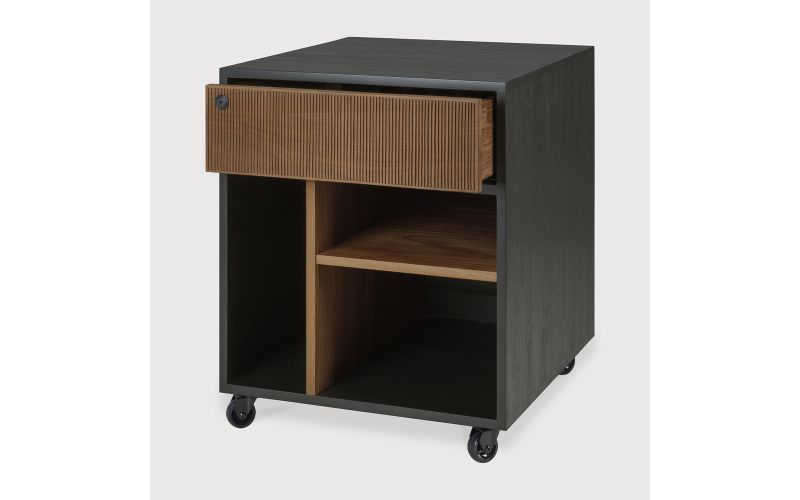 OSCAR DRAWER UNIT - VARNISHED TEAK - BLACK