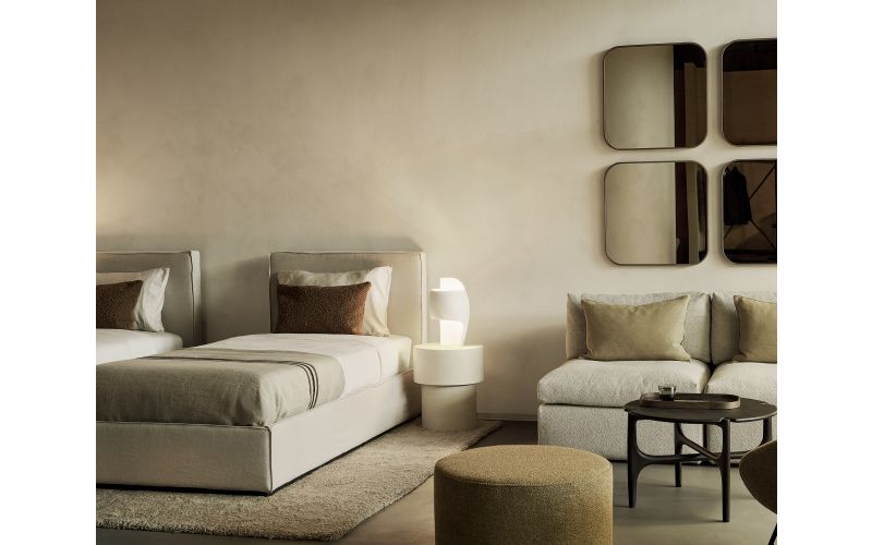 REVIVE BED - SAND LINEN - MATTRESS 90X200 - WITHOUT SLATS - REMOVABLE COVER 98 x 214 x 100	21598 