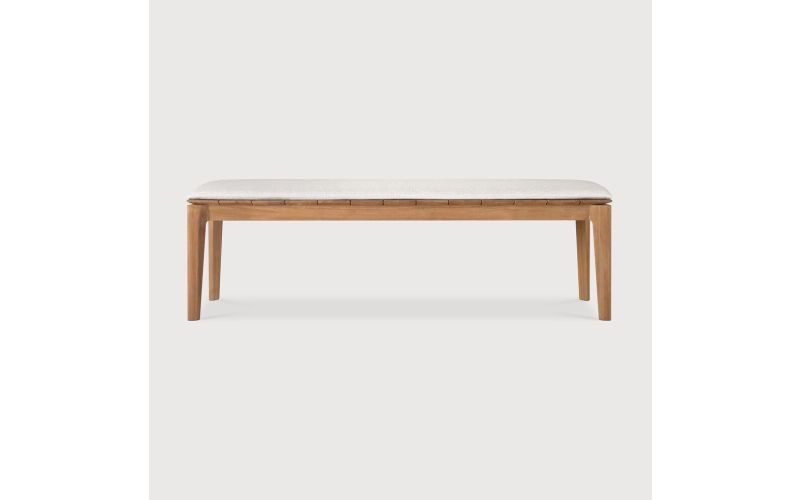 BOK OUTDOOR BENCH - TEAK - OFF WHITE FABRIC 
