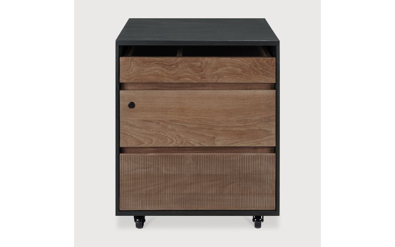 OSCAR DRAWER UNIT - VARNISHED TEAK - BLACK