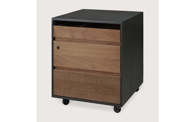 OSCAR DRAWER UNIT - VARNISHED TEAK - BLACK