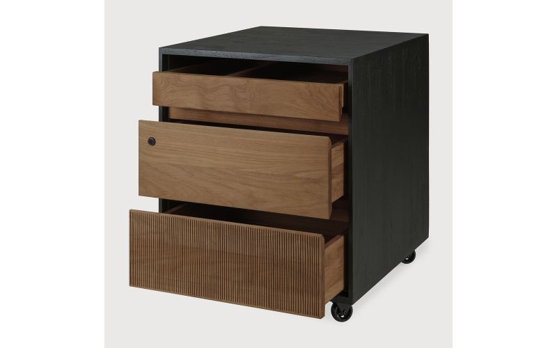 OSCAR DRAWER UNIT - VARNISHED TEAK - BLACK