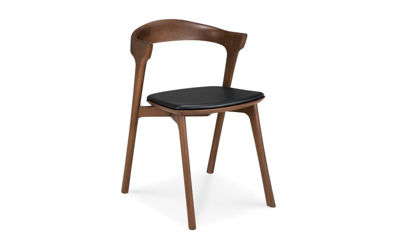 BOK DINING CHAIR - VARNISHED TEAK - BROWN - BLACK LEATHER 50 X 54 X 76 10685