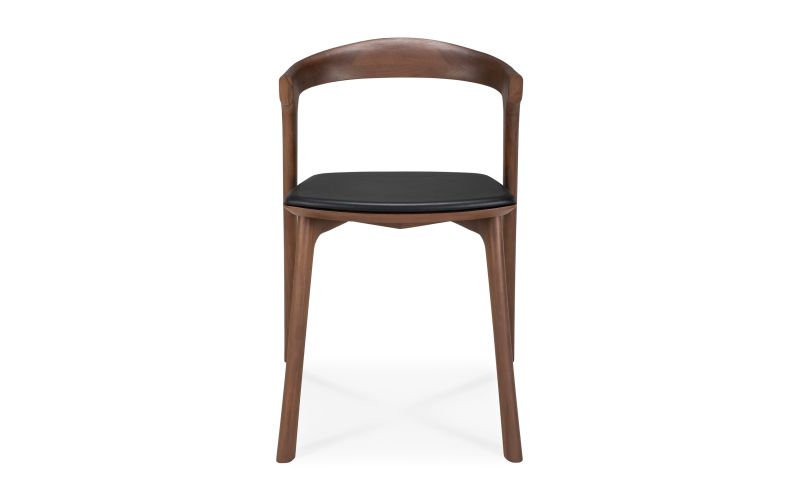 BOK DINING CHAIR - VARNISHED TEAK - BROWN - BLACK LEATHER 50 X 54 X 76 10685