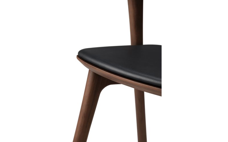 BOK DINING CHAIR - VARNISHED TEAK - BROWN - BLACK LEATHER 50 X 54 X 76 10685
