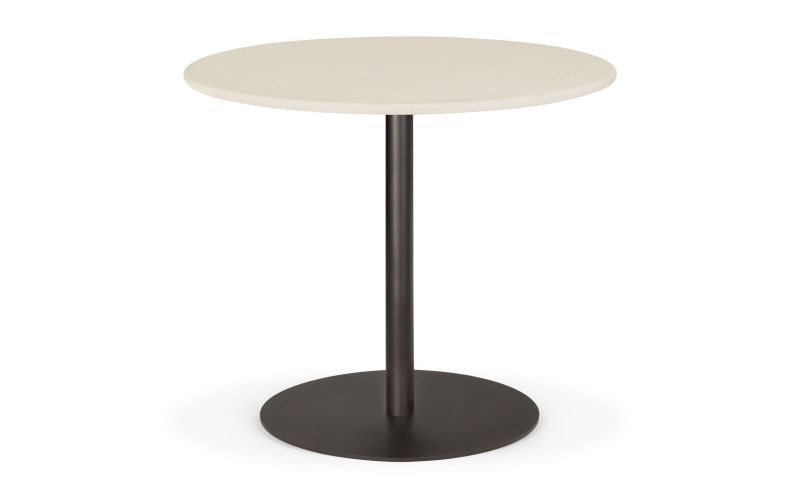 BLEND DINING TABLE - VARNISHED MICROCEMENT TOP - OFF WHITE - DARK BRONZE BASE - ROUND 90 X 90 X 76 2