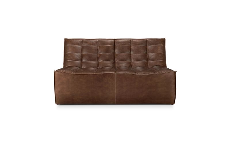 N701 MODULAR SOFA - CHESTNUT LEATHER - 2 SEATER 140 X 91 X 76 20290