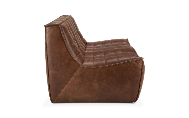 N701 MODULAR SOFA - CHESTNUT LEATHER - 2 SEATER 140 X 91 X 76 20290