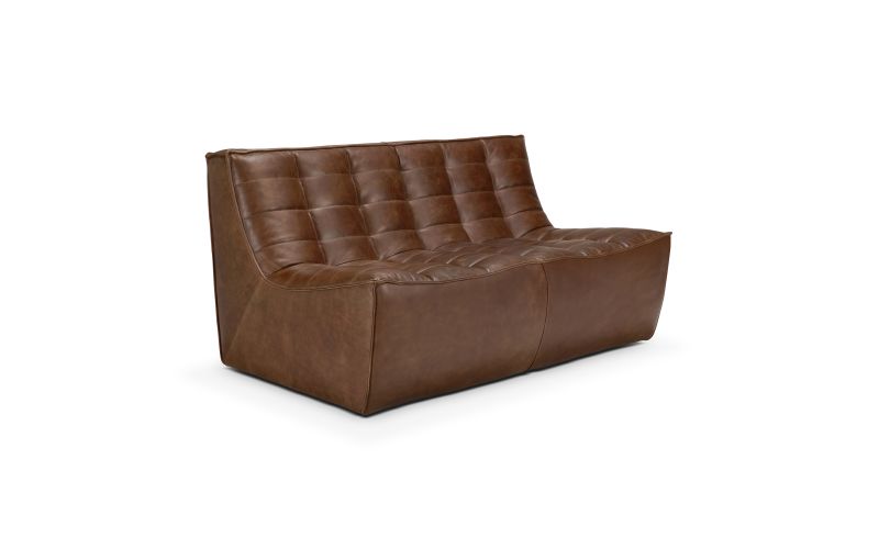 N701 MODULAR SOFA - CHESTNUT LEATHER - 2 SEATER 140 X 91 X 76 20290
