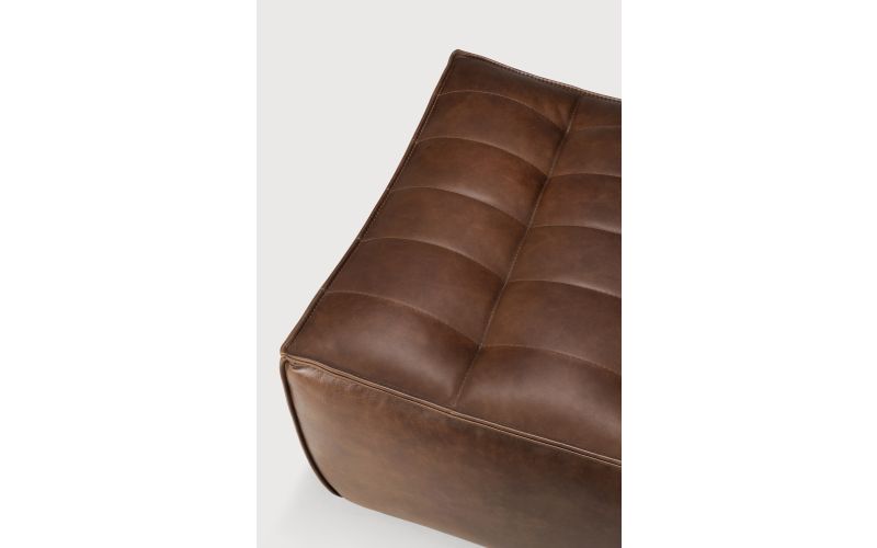 N701 FOOTSTOOL - CHESTNUT LEATHER 70 X 70 X 43 20294