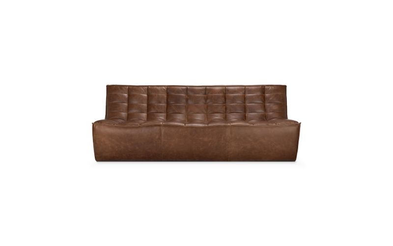 N701 MODULAR SOFA - CHESTNUT LEATHER - 3 SEATER 210 X 91 X 76 20291