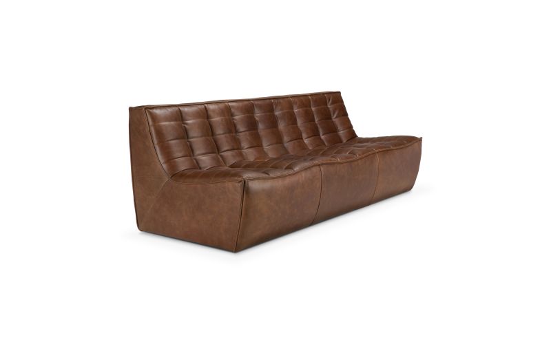 N701 MODULAR SOFA - CHESTNUT LEATHER - 3 SEATER 210 X 91 X 76 20291